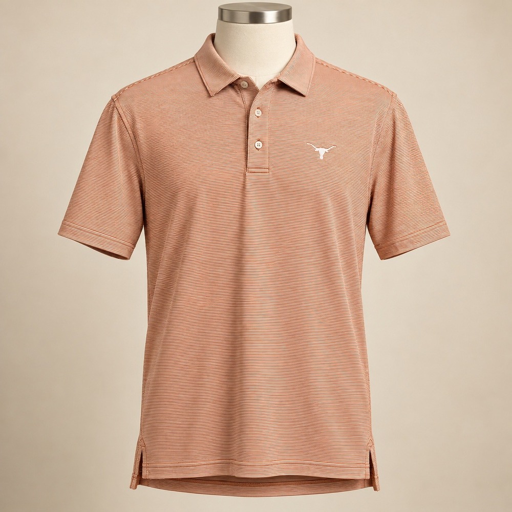 Johnnie-O Lyndon Texas Longhorns Performance Polo Mens XL Burnt Orange Stripe